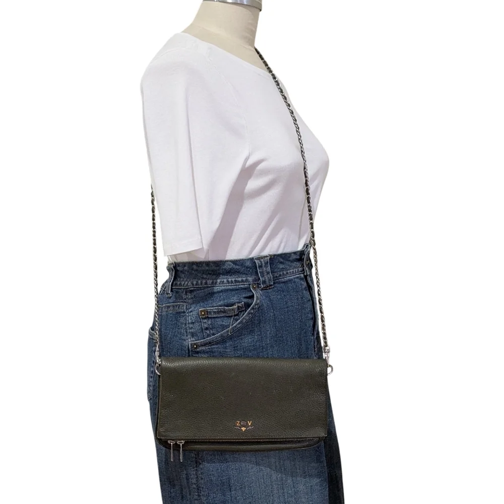 Zadig & Voltaire Leather Crossbody with Silver Chain - Picture 2 of 13